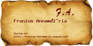 Fronius Annamária névjegykártya